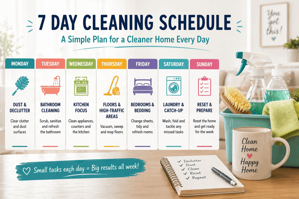 7 day simple cleaning schedule